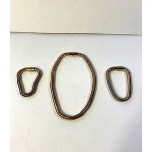 Vintage Snake Chain Tubogas Necklace & Bracelets Gold Plated Magnetic 1980's